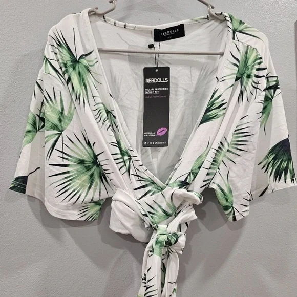 NWT 2X Rebdolls 'feeling good' Wrap Floral Crop - Picture 1 of 2